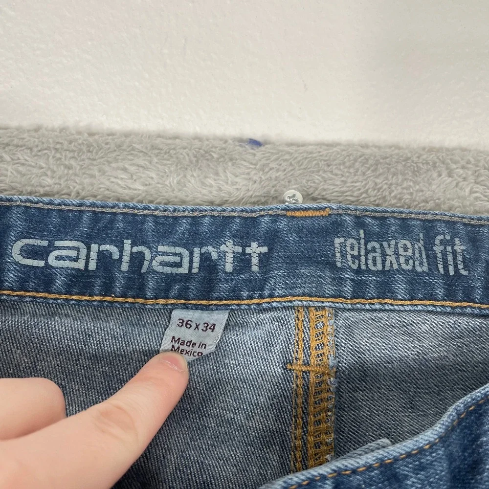 Carhartt Carpenter Jeans Mens 36x33 Blue Rugged Flex Relaxed Fit Workwear‎ Denim
